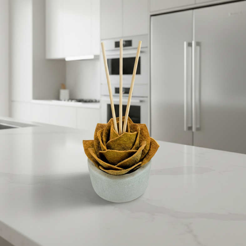 Diffusore Ambiente Rosa Raffinata in Sughero Giallo– Elegante Profumatore Naturale - Fabris Solutions 