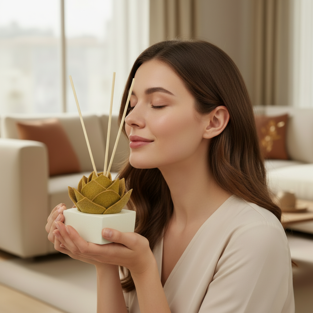 Diffusore Ambiente Rosa Raffinata in Sughero Giallo– Elegante Profumatore Naturale - Fabris Solutions 