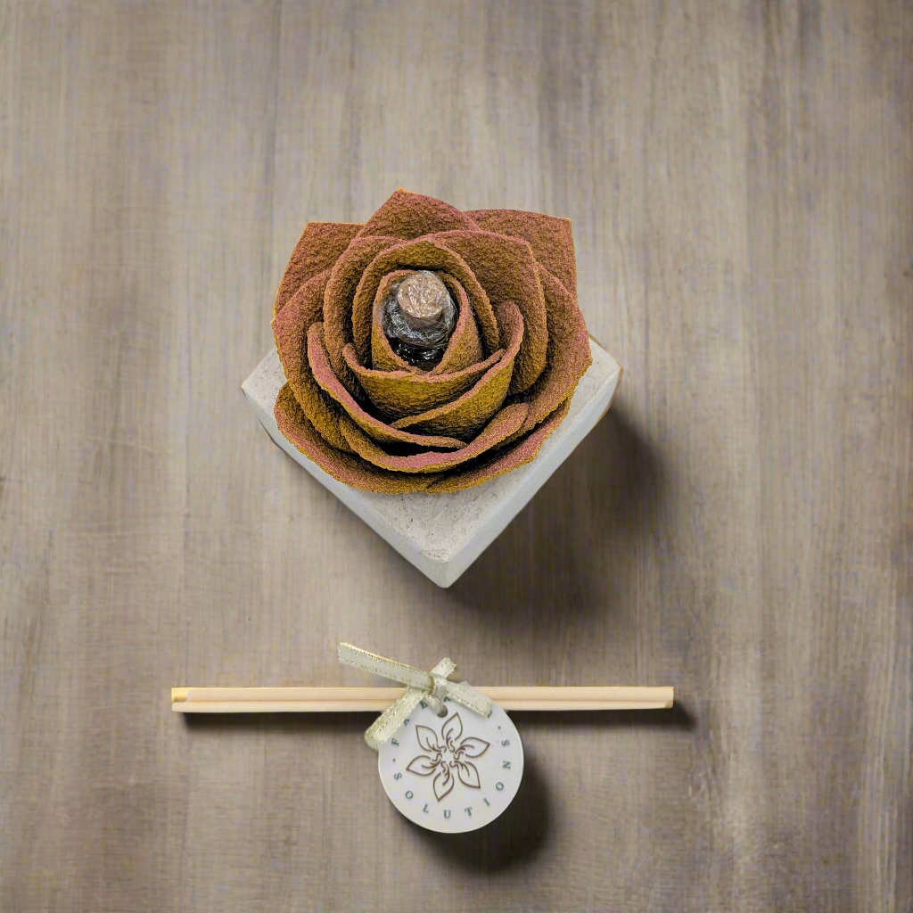 Diffusore Ambiente Rosa Raffinata in Sughero Giallo– Elegante Profumatore Naturale - Fabris Solutions 