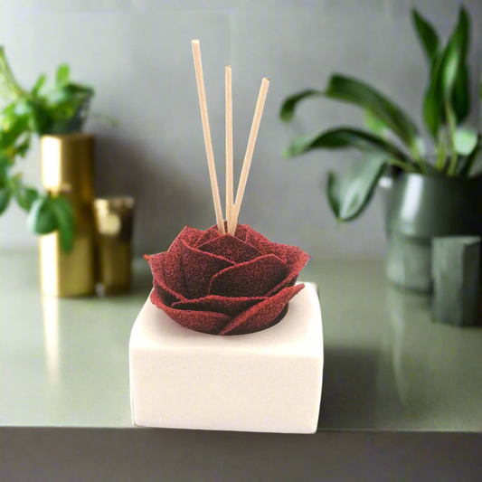 Diffusore Ambiente Rosa Raffinata in Sughero Rosso– Elegante Profumatore Naturale - Fabris Solutions 