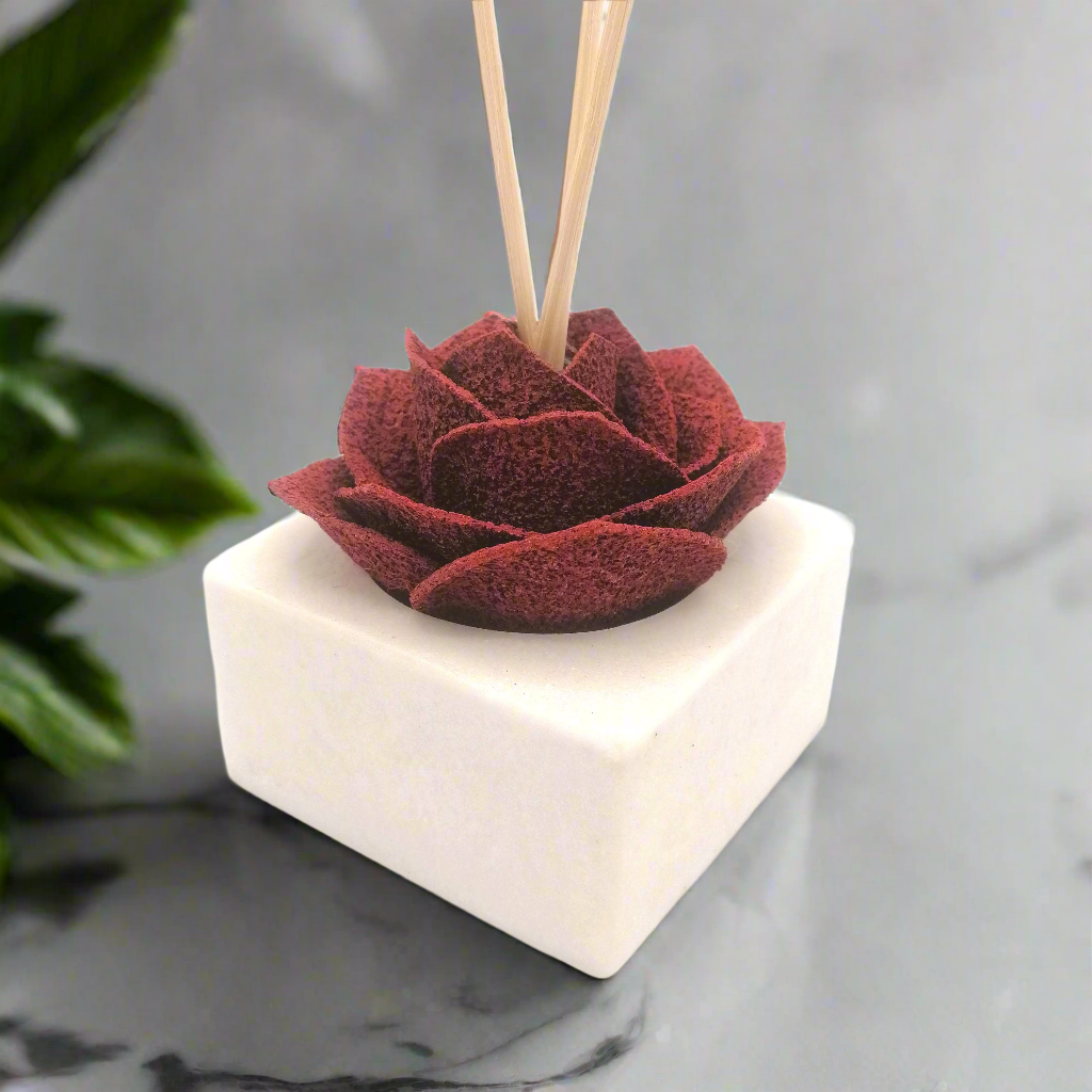 Diffusore Ambiente Rosa Raffinata in Sughero Rosso– Elegante Profumatore Naturale - Fabris Solutions 