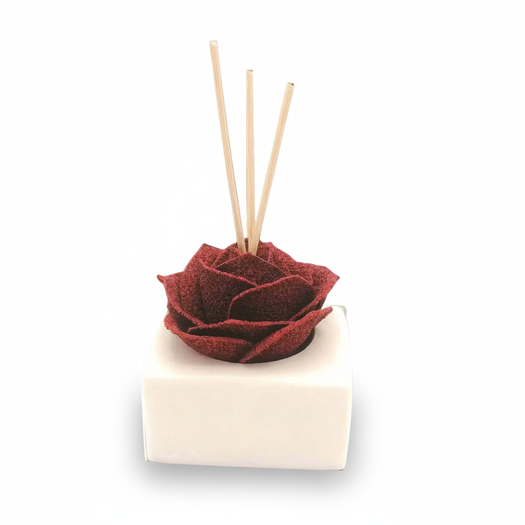 Diffusore Ambiente Rosa Raffinata in Sughero Rosso– Elegante Profumatore Naturale - Fabris Solutions 