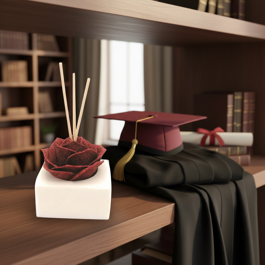 Diffusore Ambiente Rosa Raffinata in Sughero Rosso– Elegante Profumatore Naturale - Fabris Solutions 