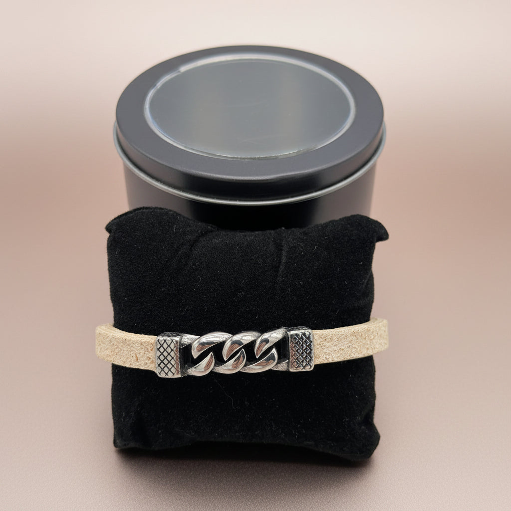 Bracciale Uomo Modern Stone in Sughero e Acciaio – Elegante Accessorio Naturale - Fabris Solutions 