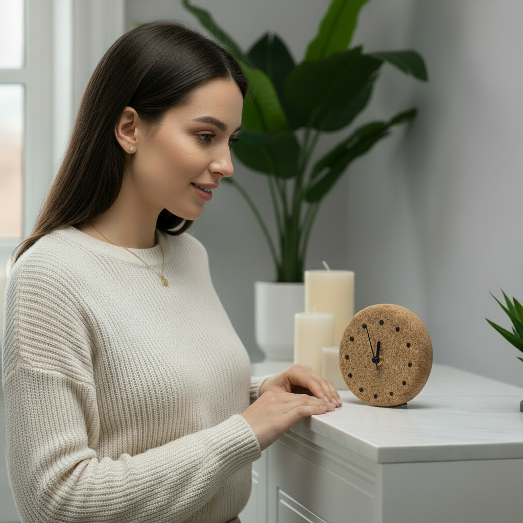 Orologio da Tavolo “Zen” naturale – Linea Petali di Sughero - Fabris Solutions 