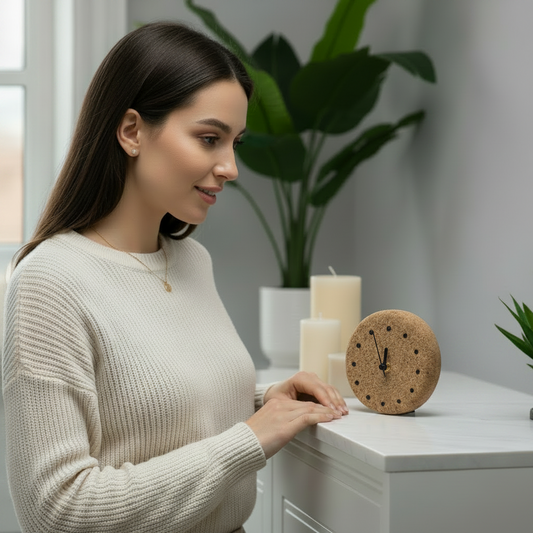 Orologio da Tavolo “Zen” naturale – Linea Petali di Sughero - Fabris Solutions 