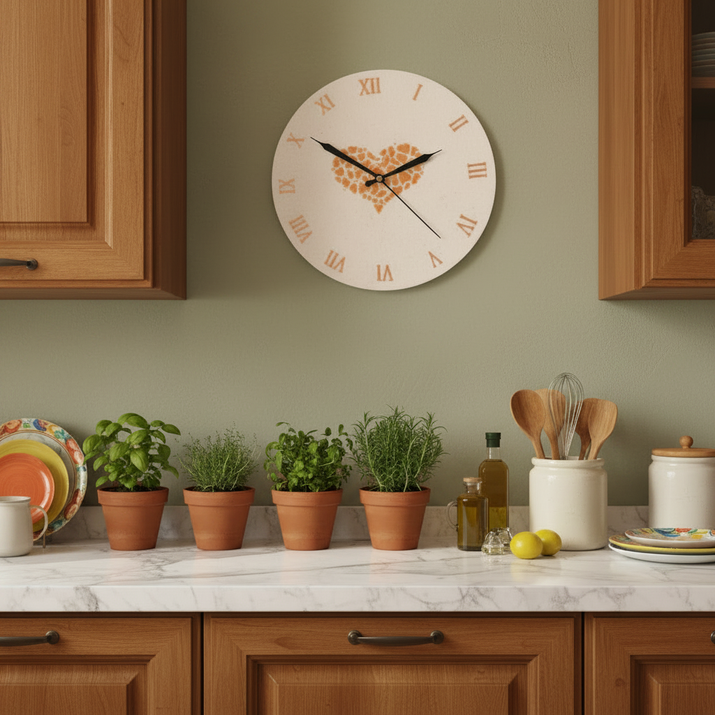 Orologio da parete "Crema con Cuore" - Un pezzo unico per il tuo arredamento - Fabris Solutions 