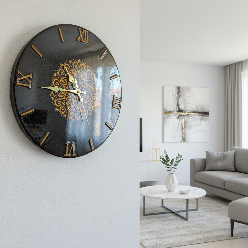 Orologio da parete "Mandala Oro" - Numeri Romani -Pezzo unico - Fabris Solutions 