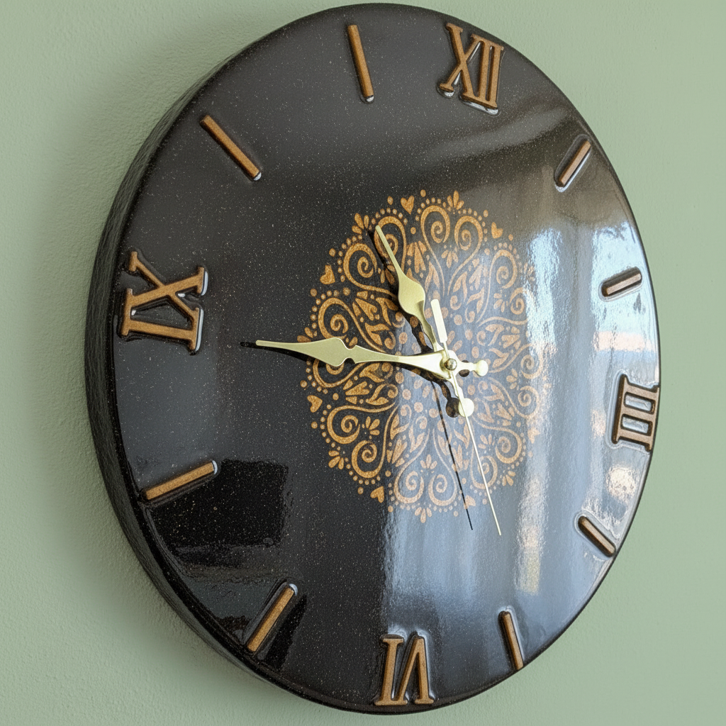 Orologio da parete "Mandala Oro" - Numeri Romani -Pezzo unico - Fabris Solutions 