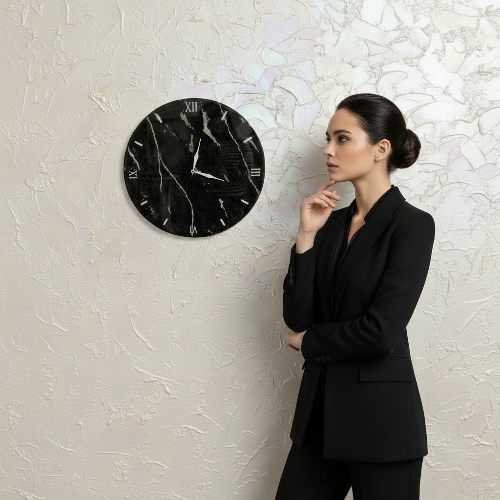 Orologio da parete "Marmo Lucido" - Numeri Romani - Un pezzo unico - Fabris Solutions 