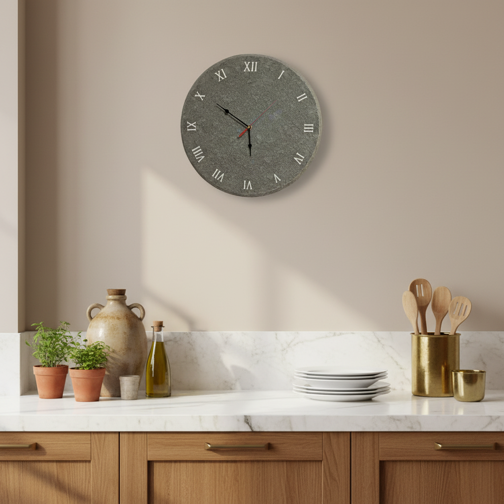 Orologio da parete "Sasso Grigio" - Numeri Romani - Un pezzo unico per il tuo arredamento - Fabris Solutions 