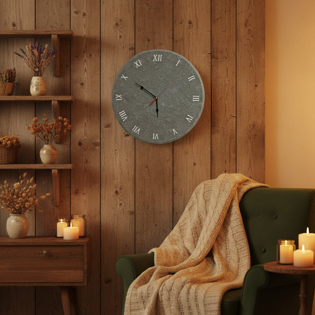 Orologio da parete "Sasso Grigio" - Numeri Romani - Un pezzo unico per il tuo arredamento - Fabris Solutions 