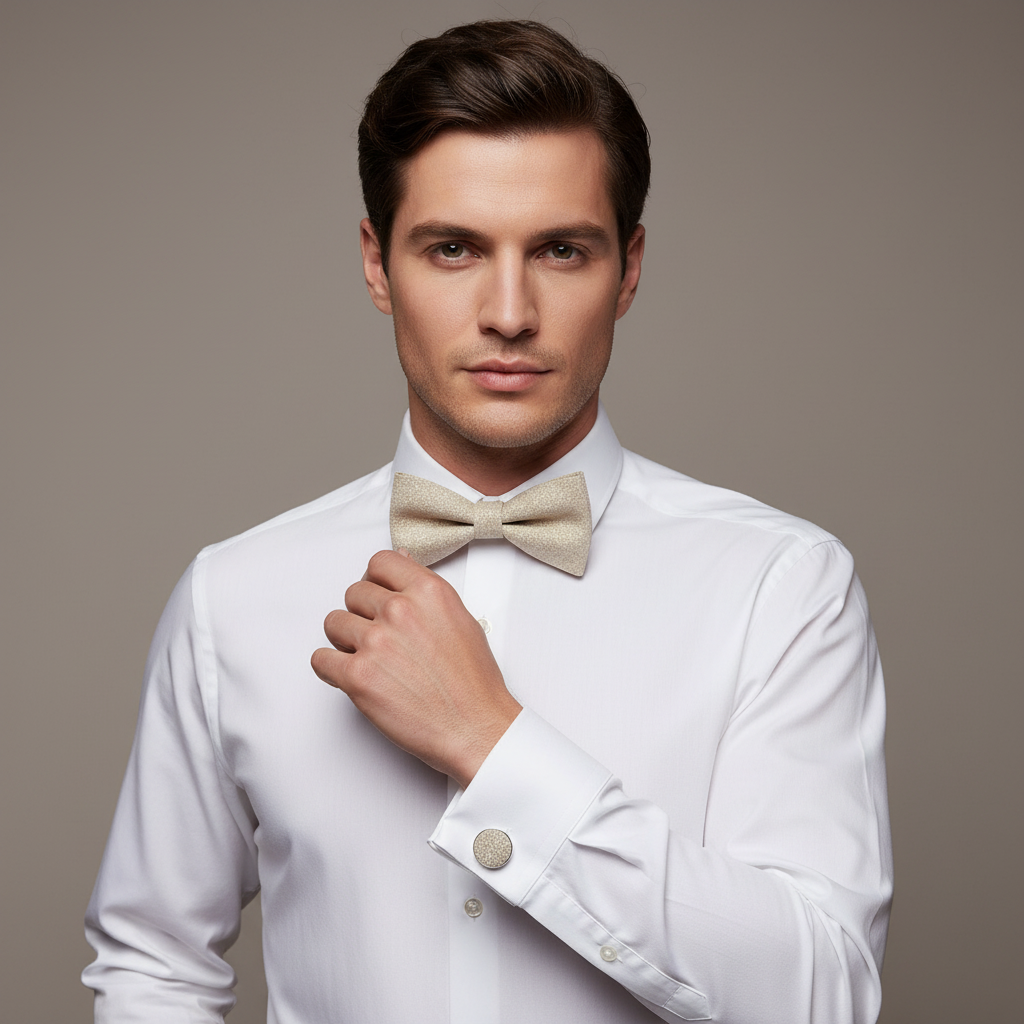 Set Papillon e Gemelli in Sughero Stone Elegance con Scatola di Latta – Elegante Accessorio Uomo - Fabris Solutions 