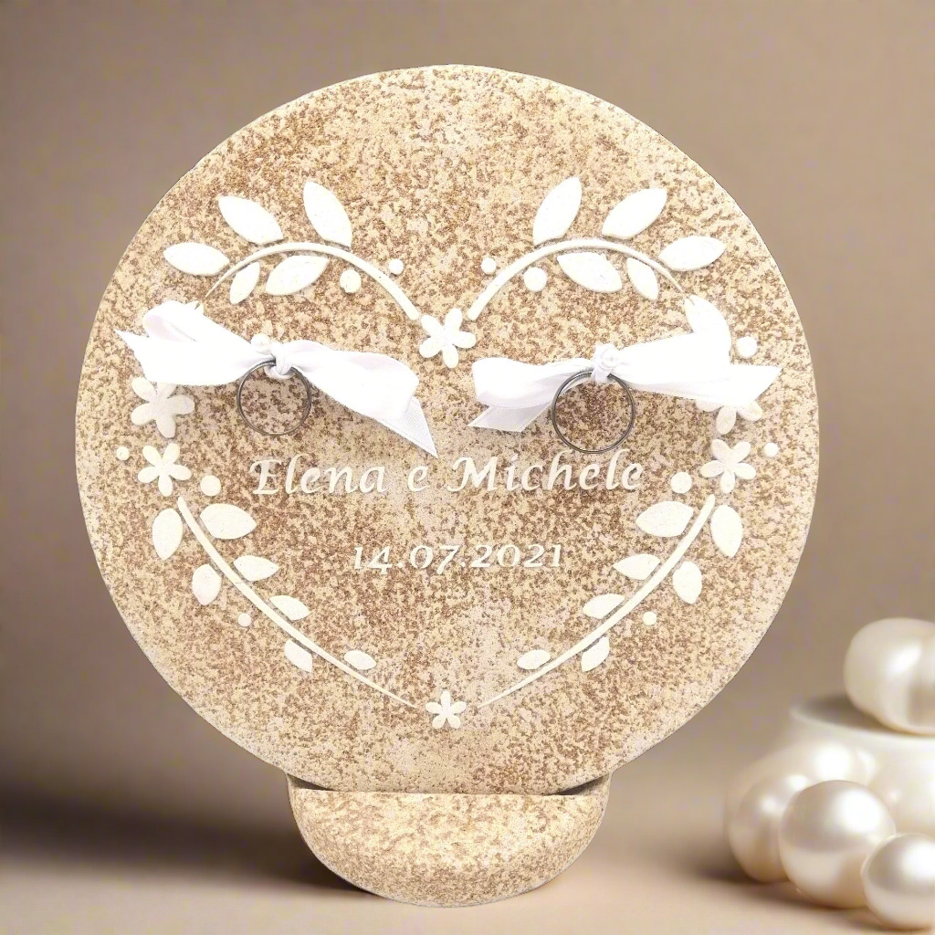 Porta fedi champagne bianco -  Eleganza e raffinatezza per il tuo matrimonio - Fabris Solutions 