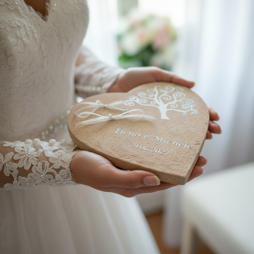 Porta fedi "Cuore in Sughero con Albero della Vita" - Un connubio tra natura ed eleganza per il tuo amore eterno - Fabris Solutions 