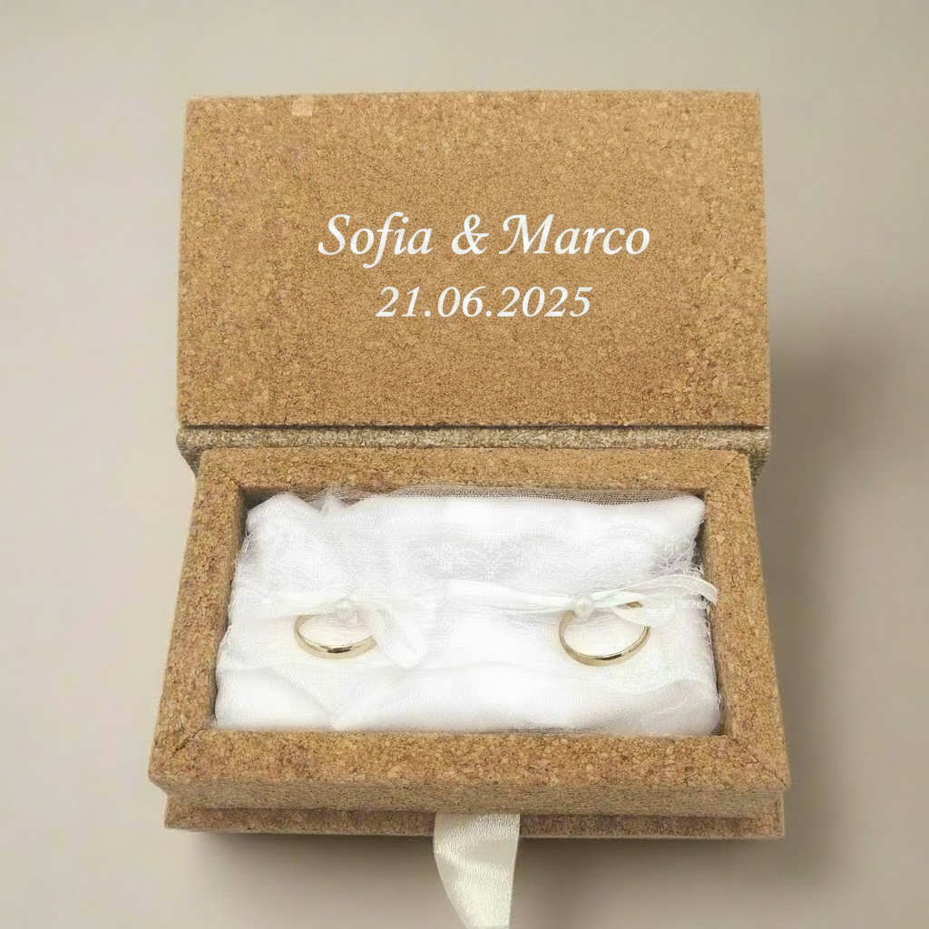Porta fedi Libro - L'eleganza racchiusa in un piccolo scrigno di sughero - Fabris Solutions 