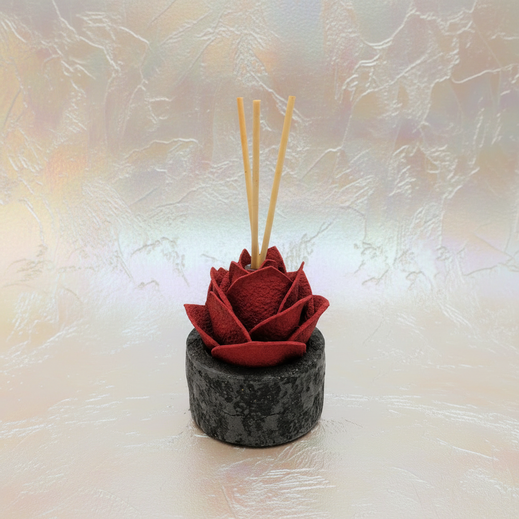 Diffusore Ambiente Rosa Ricercata in Sughero Rosso – Elegante Profumatore Naturale - Fabris Solutions 