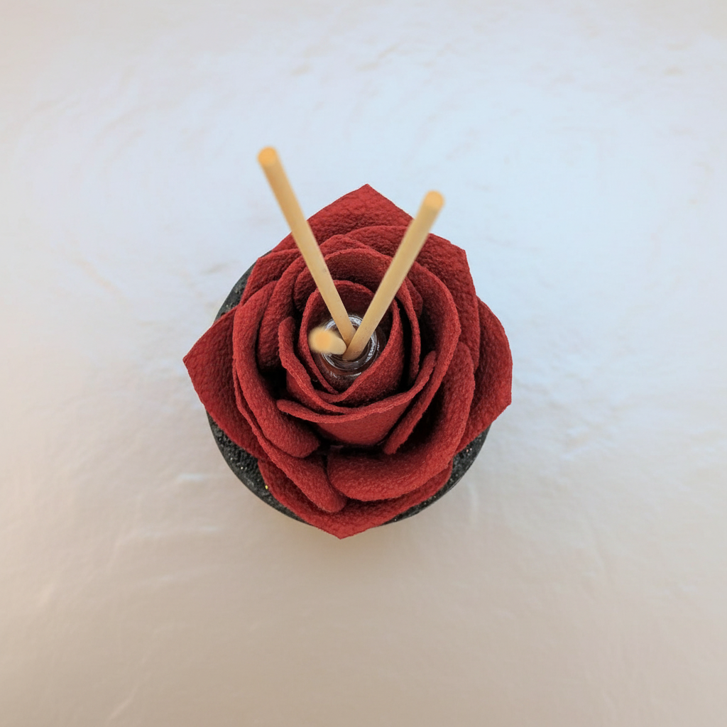 Diffusore Ambiente Rosa Ricercata in Sughero Rosso – Elegante Profumatore Naturale - Fabris Solutions 