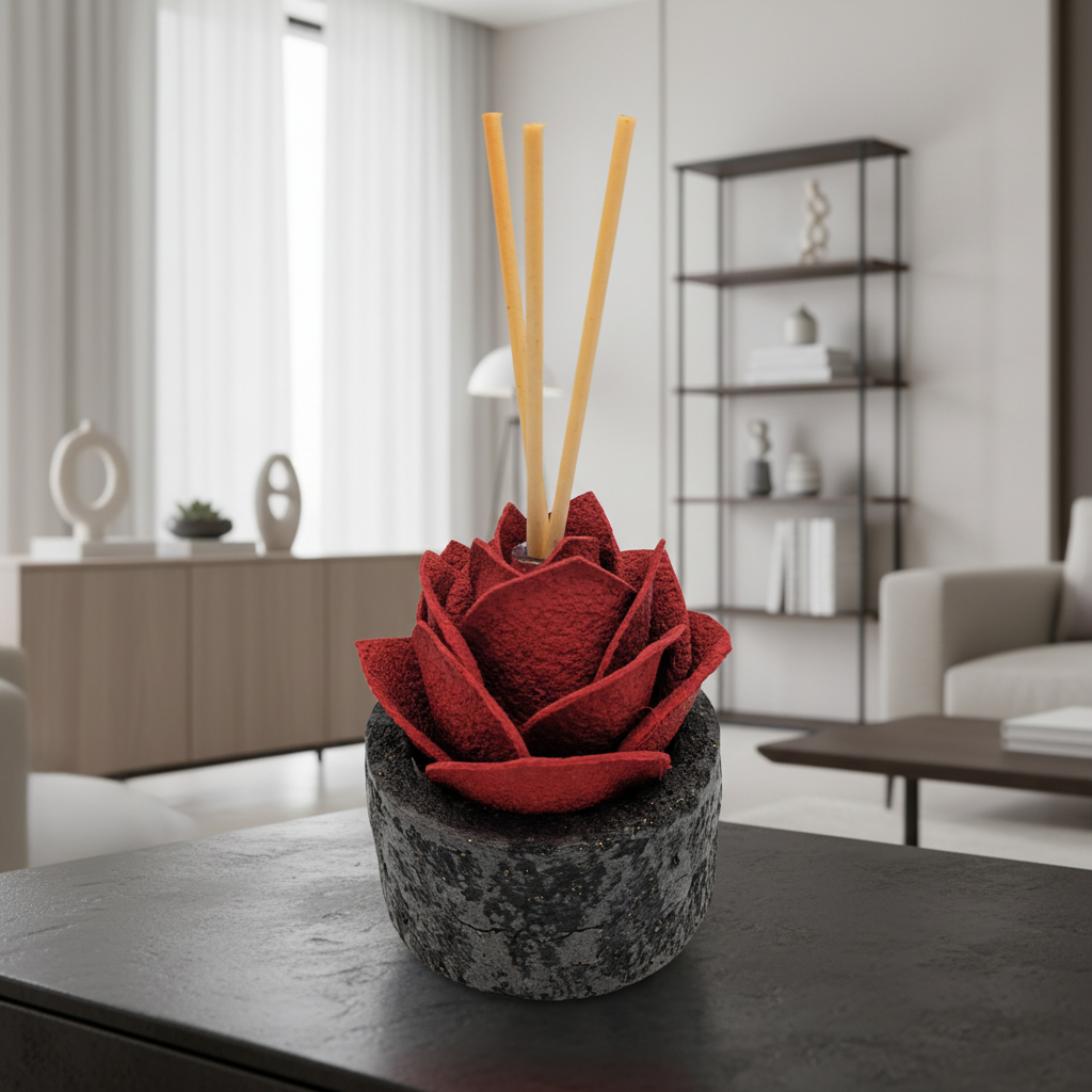 Diffusore Ambiente Rosa Ricercata in Sughero Rosso – Elegante Profumatore Naturale - Fabris Solutions 