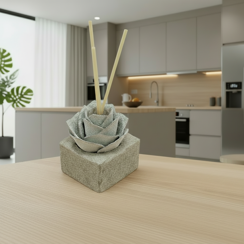 Linea Petali di Sughero: Diffusori Eleganti - Modello Rosa Moderna - Colore bianco - Fabris Solutions 