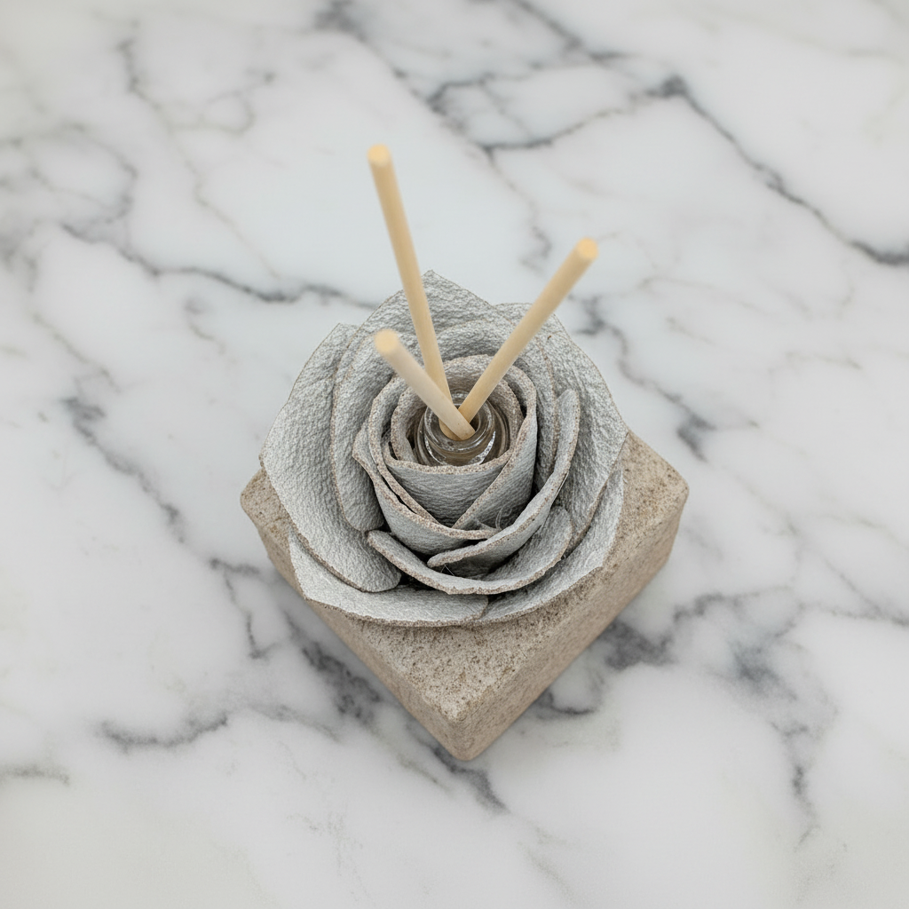 Linea Petali di Sughero: Diffusori Eleganti - Modello Rosa Moderna - Colore bianco - Fabris Solutions 
