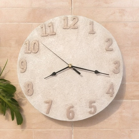 Orologio da parete in sughero sbiancato - Eleganza crema anticato - Fabris Solutions 