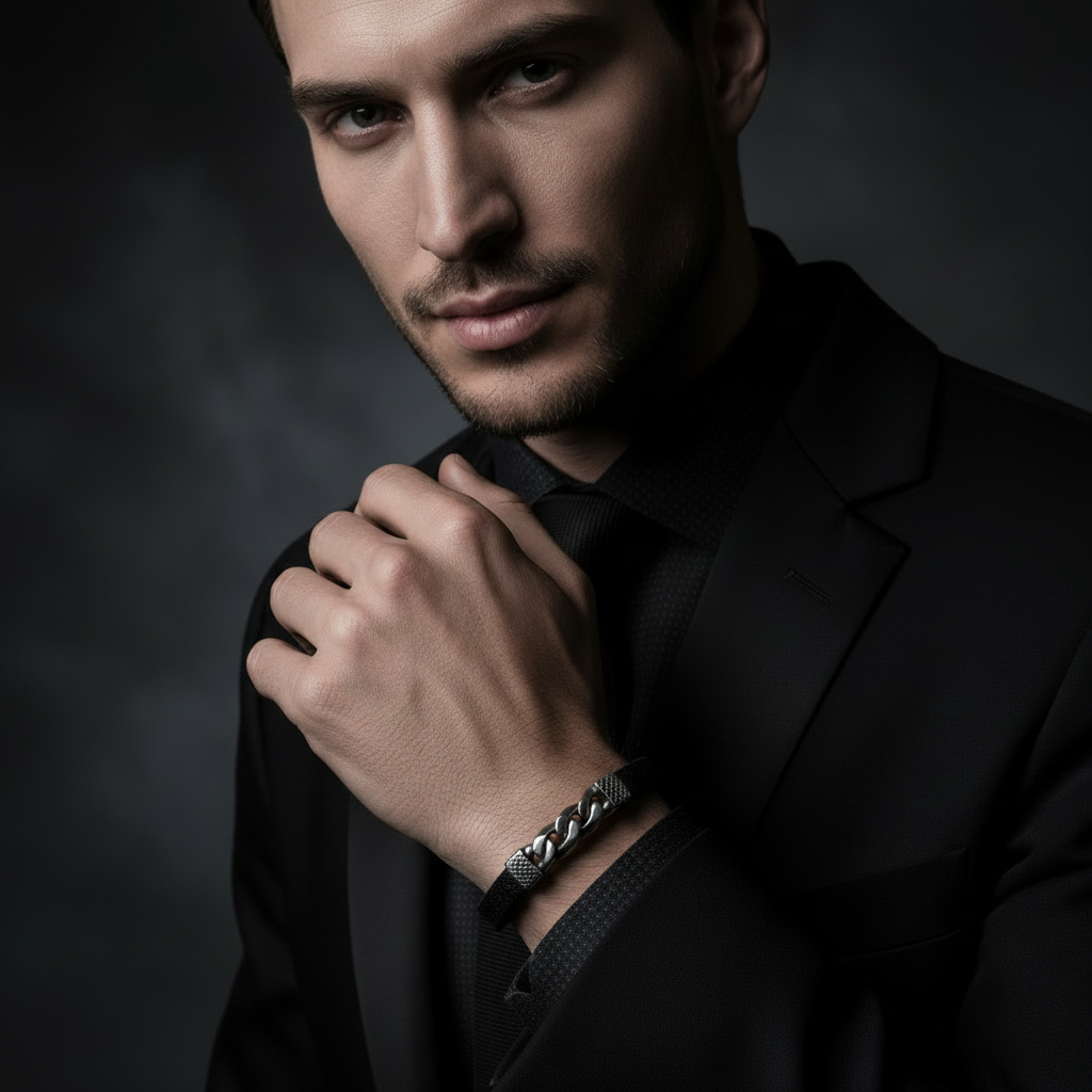 Bracciale Uomo Slate Charm in Sughero e Acciaio – Elegante Accessorio Naturale - Fabris Solutions 