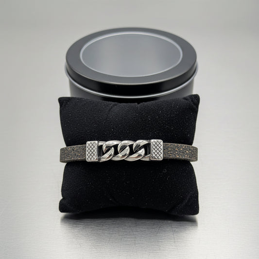 Bracciale Uomo Slate Charm in Sughero e Acciaio – Elegante Accessorio Naturale - Fabris Solutions 