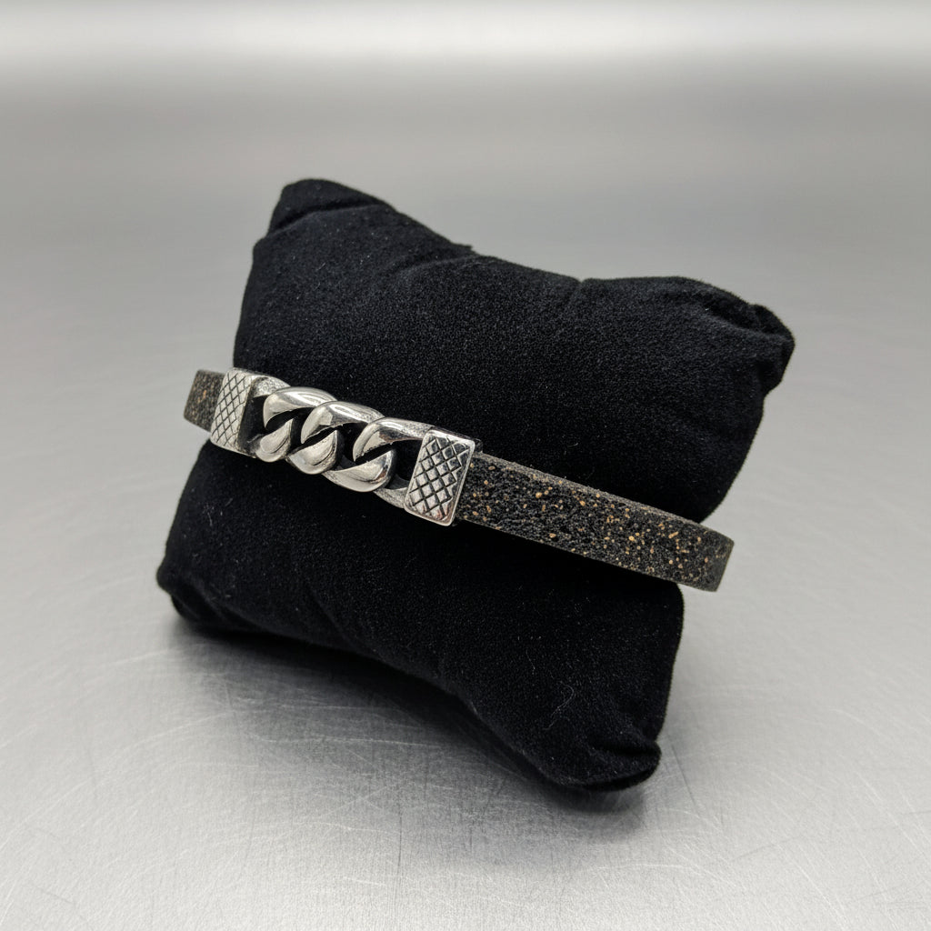 Bracciale Uomo Slate Charm in Sughero e Acciaio – Elegante Accessorio Naturale - Fabris Solutions 