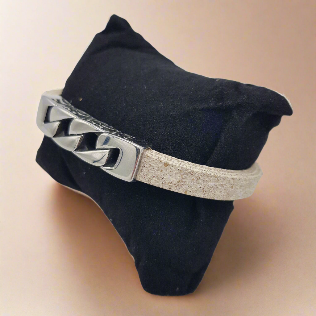 Bracciale Uomo Stone Elegance in Sughero e Acciaio – Elegante Accessorio Naturale - Fabris Solutions 