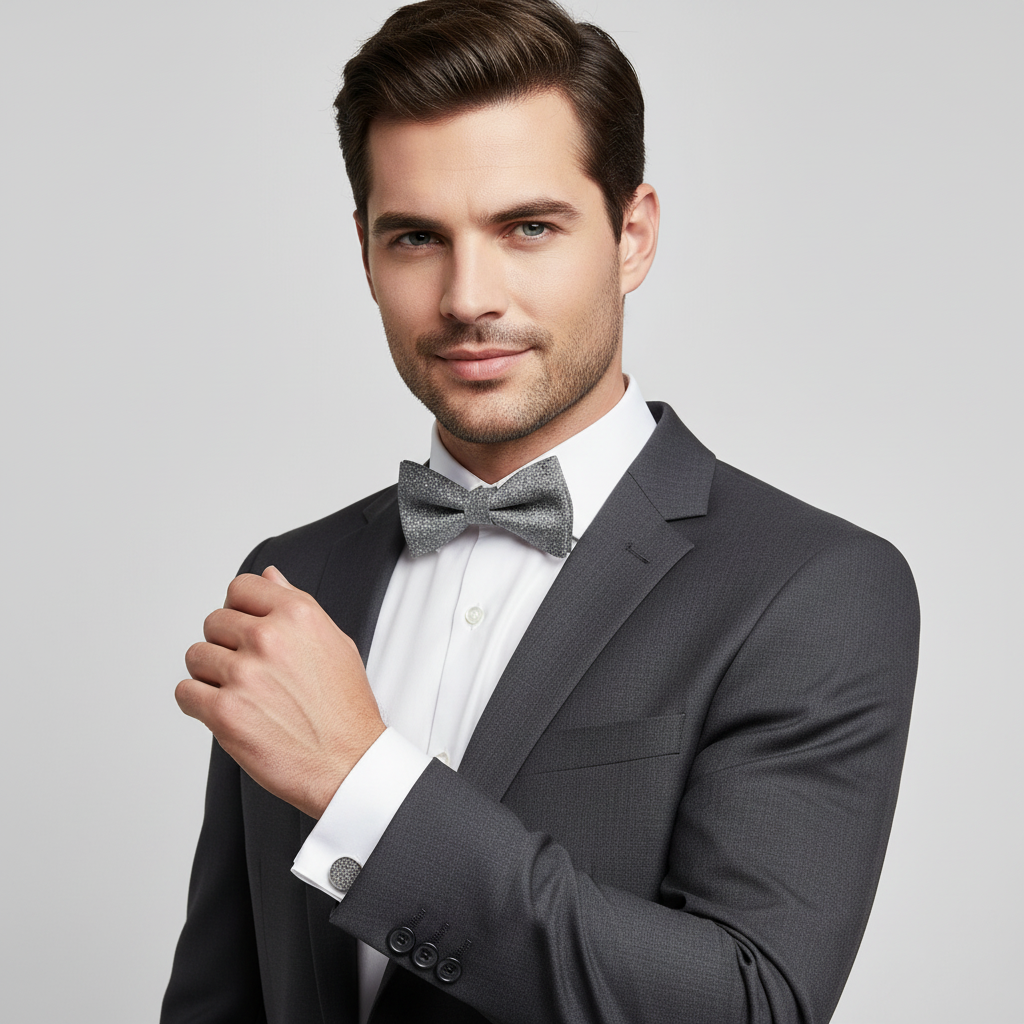 Set Papillon e Gemelli in Sughero Titan Shade con Scatola di Latta – Elegante Accessorio Uomo - Fabris Solutions 