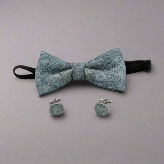 Set Papillon e Gemelli in Sughero Frosted Sky con Scatola di Latta – Elegante Accessorio Uomo - Fabris Solutions 