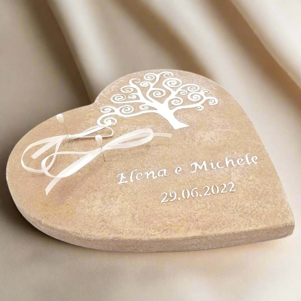 Porta fedi "Cuore in Sughero con Albero della Vita" - Un connubio tra natura ed eleganza per il tuo amore eterno - Fabris Solutions 