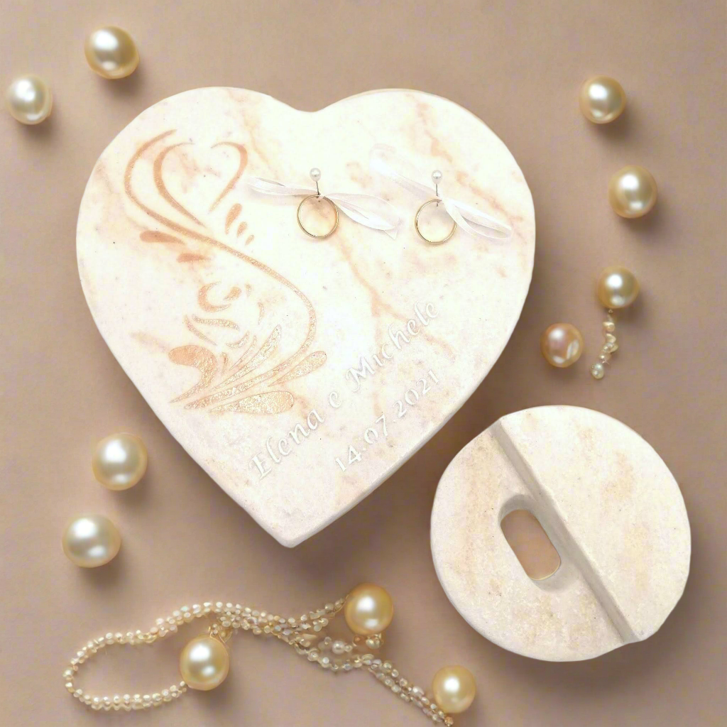 Porta Fedi Cuore Marmorizzato - Eleganza senza tempo - Fabris Solutions 