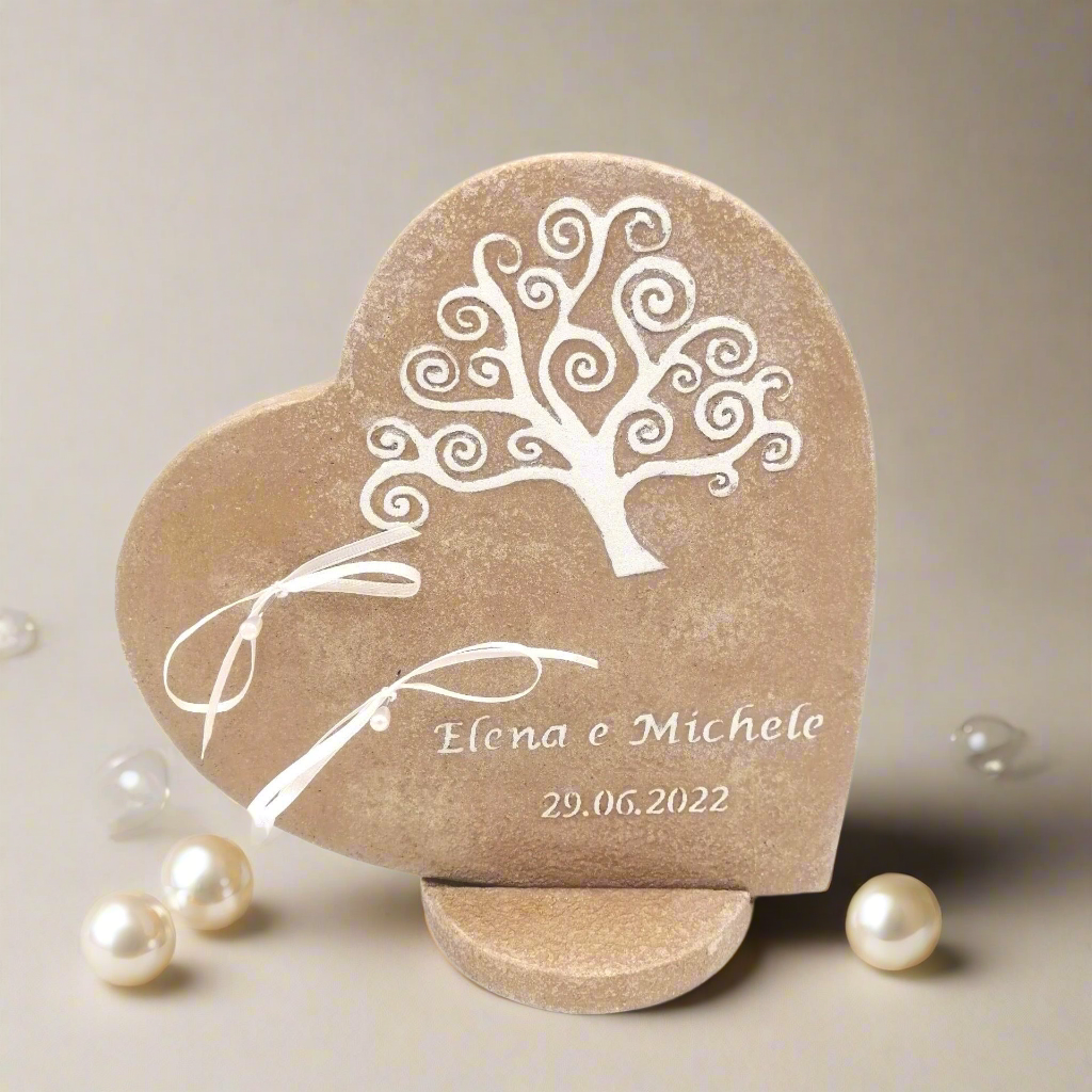 Porta fedi "Cuore in Sughero con Albero della Vita" - Un connubio tra natura ed eleganza per il tuo amore eterno - Fabris Solutions 