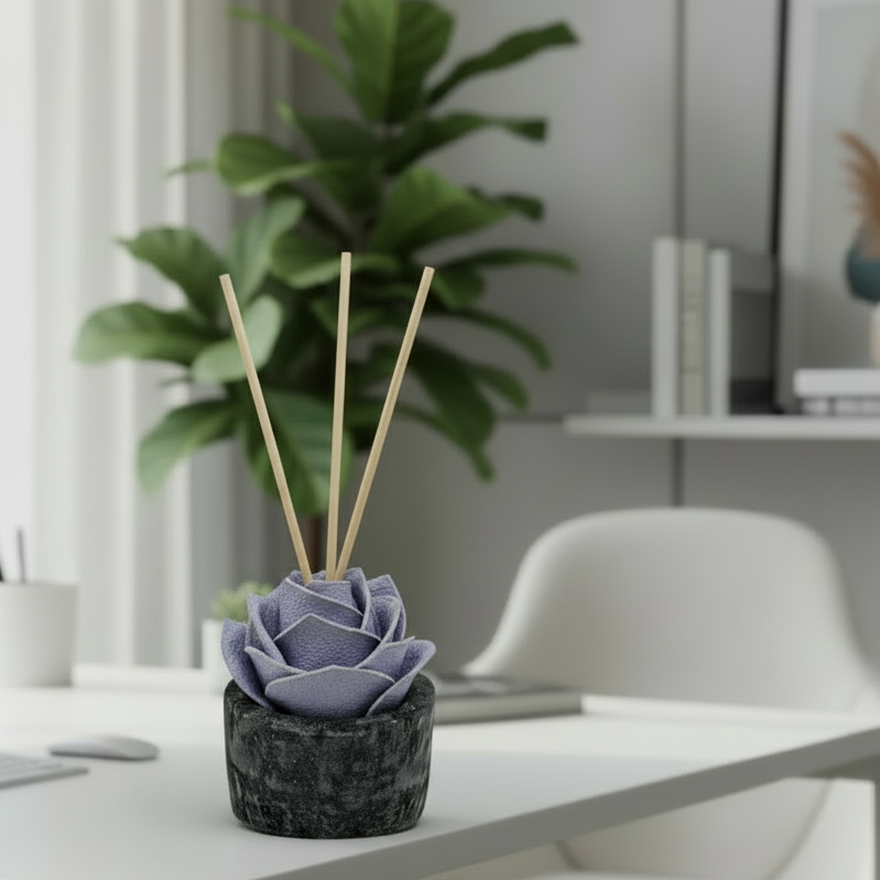 Diffusore Ambiente Rosa Ricercata in Sughero Lilla  – Elegante Profumatore Naturale - Fabris Solutions 