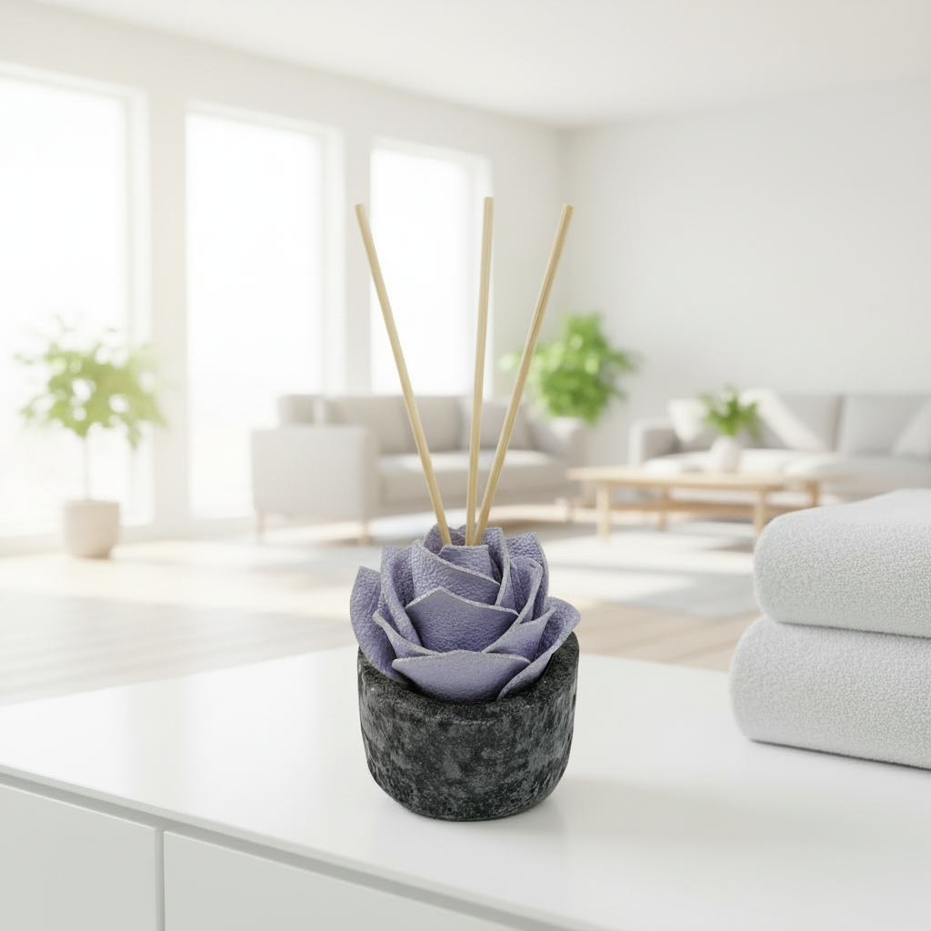 Diffusore Ambiente Rosa Ricercata in Sughero Lilla  – Elegante Profumatore Naturale - Fabris Solutions 