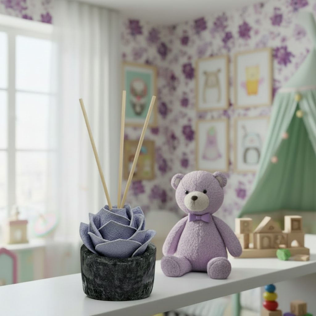 Diffusore Ambiente Rosa Ricercata in Sughero Lilla  – Elegante Profumatore Naturale - Fabris Solutions 